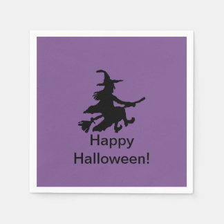 フライングウィッチパープル - ハッピーハロウィンペーパーナプキン スタンダードカクテルナプキン