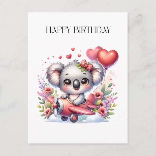 フライングコアラのお誕生日おめでとう ポストカード (正面)