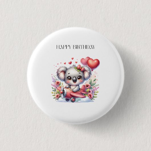 フライングコアラの誕生日 缶バッジ (正面)