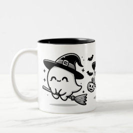 フライングゴーストウィッチオンブルームハロウィンマグ | ツートーン ツートーンマグカップ