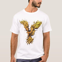 フライングゴールドフェニックスバードグラフィックTシャツ - クラシック