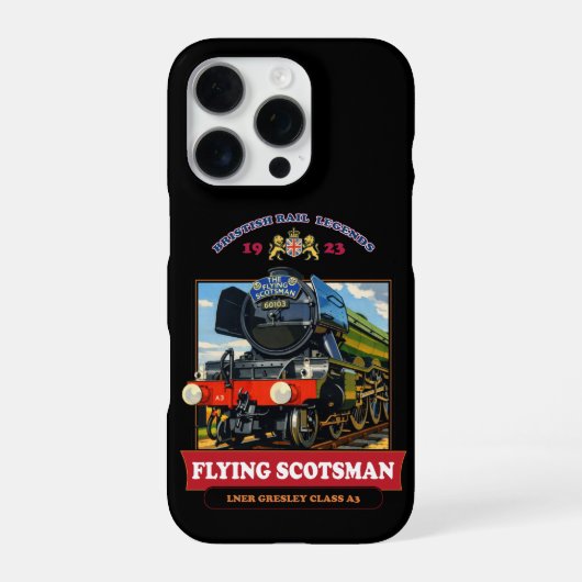 フライングスコッツマン 蒸気機関車 ビンテージポスター iPhoneケース (裏面)