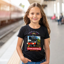 フライングスコッツマン 蒸気機関車 ビンテージポスター Tシャツ