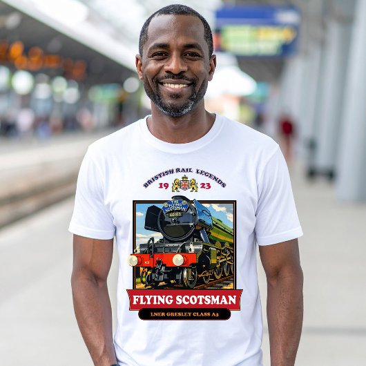 フライングスコッツマン 4472 蒸気機関車 リトロポスター Tシャツ