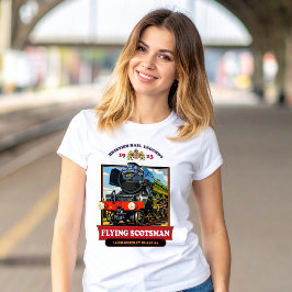 フライングスコッツマン 4472 蒸気機関車 リトロポスター Tシャツ