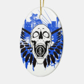 フライングディスクのゴルフスカル セラミックオーナメント (左)