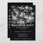 フライングバットハロウィンパーティーの招待状 招待状 (正面/裏面)