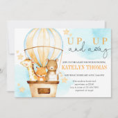 フライングバルーン アップ アップ アンド アウェイ 男の子 ベビーシャワー 招待状 (正面)