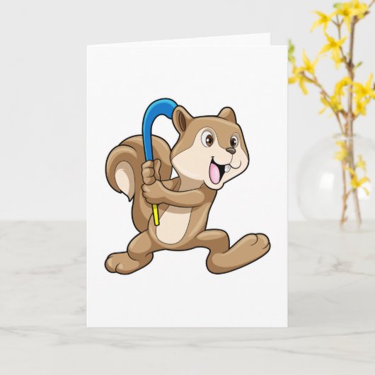 フライング スクエアフィールドホッケー ホッケー スティック付き カード (黄色い花)