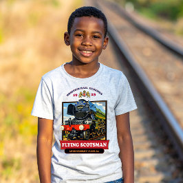 フライング・スコッツマン 4472 蒸気機関車 リトロポスター Tシャツ