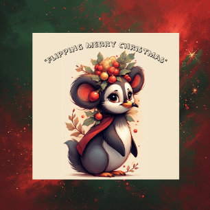 フライング フラッピング メリークリスマス ペンギン おもしろい シール