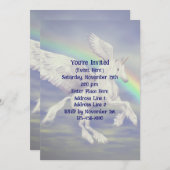 フライング ユニコーン レインボー パーティー 招待状 (正面/裏面)