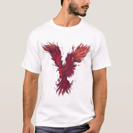 フライング レッド フェニックス バード グラフィック Tシャツ - クラシック