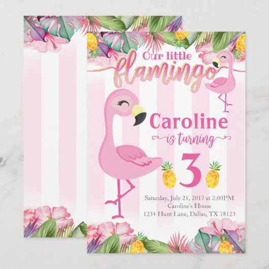フラインゴの誕生日パーティー招待状 フラインゴの招待 招待状 (正面/裏面)