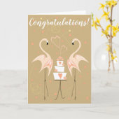 フラインゴウェディングお祝いテキスト カード (黄色い花)