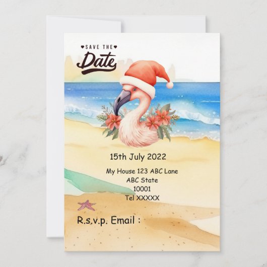 フラインゴサンタクロースの7月のクリスマス 招待状 (正面)