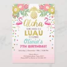 フラインゴパーティー招待状　トロピカル　誕生日ルアウ
