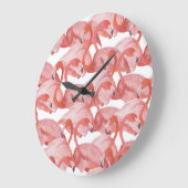 フラインゴ・ウォーターカラー: シームレスパターン ラージ壁時計 (傾斜)