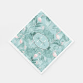 フラインゴ オーキッド トロピカル パターン ティール ID868 スタンダードランチョンナプキン (角)