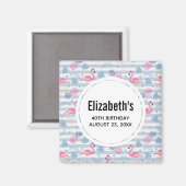 フラインゴ & パイナップル パターン Save the Date マグネット (正面/裏面)