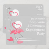 フラインゴ・ラブ「ご招待します」エンゲージメント 丸 招待状 (正面/裏面)