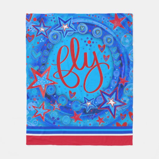 フライ感動的スター赤白青の吸光度 フリースブランケット (正面)