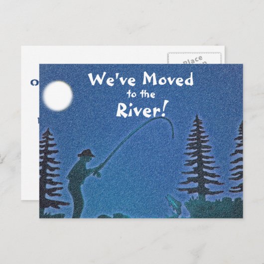 フライ釣りが川の住所の変更に移動 案内ポストカード (正面/裏面)