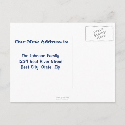 フライ釣りが川の住所の変更に移動 案内ポストカード (裏面)