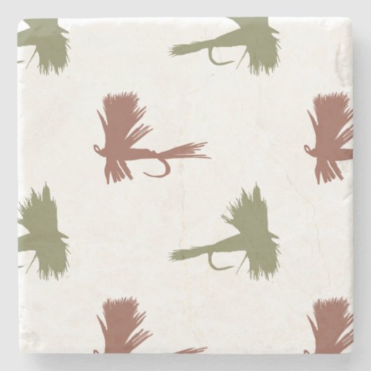 フライ釣りルアーズ模様 ストーンコースター (正面)