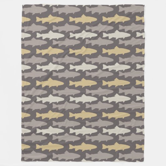フライ釣りルアーズ模様 フリースブランケット (正面)