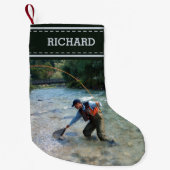 フライ釣り人の個人設定カスタム スモールクリスマスストッキング (正面)