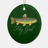 フライ釣り女性 セラミックオーナメント (左)