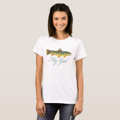 フライ釣り女性 Tシャツ (正面フル)