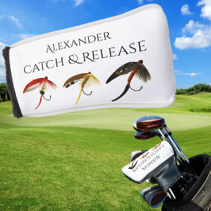 フライ釣り漁師フライ釣りをキャッチして解放する ゴルフヘッドカバー