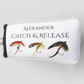 フライ釣り漁師フライ釣りをキャッチして解放する ゴルフヘッドカバー (正面)