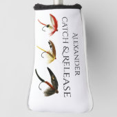 フライ釣り漁師フライ釣りをキャッチして解放する ゴルフヘッドカバー (回転90)