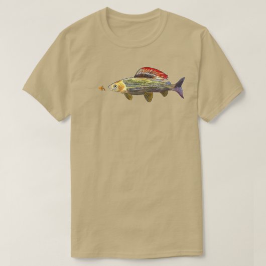 フライ釣り灰色がかった魚Nymphingドライフライ結びF Tシャツ (デザイン正面)