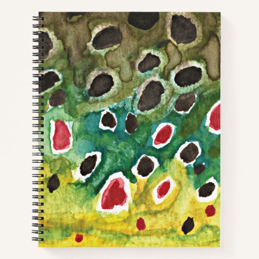 フライ釣り用茶色のマスの皮釣り人 ノートブック (正面)