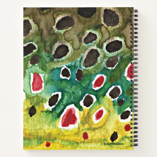 フライ釣り用茶色のマスの皮釣り人 ノートブック (裏面)