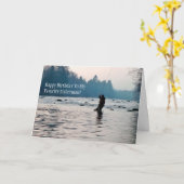 フライ釣り誕生日カード カード (黄色い花)