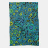 フライ、トンボを青で飛ぶ キッチンタオル (縦)