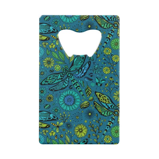 フライ、トンボを青で飛ぶ クレジットカード栓抜き (正面)