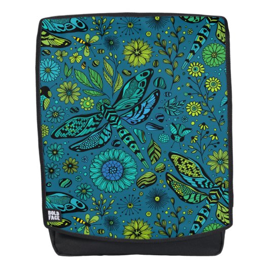 フライ、トンボを青で飛ぶ バックパック (正面)