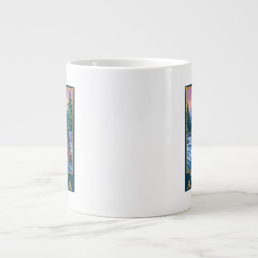 フライ·フィッシング·シーン-アラスカ州ウレンゲル ジャンボコーヒーマグカップ (正面)