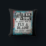 フライA飛行機おもしろい- Vintage Ad クッション<br><div class="desc">フェイクヴィンテージお洒落新聞と学ビクトリアンの「飛行機の飛び方」。</div>