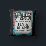 フライA飛行機おもしろい- Vintage Ad クッション<br><div class="desc">フェイクヴィンテージお洒落新聞と学ビクトリアンの「飛行機の飛び方」。</div>