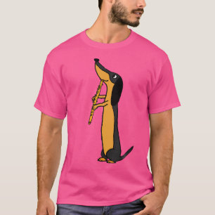 フラウトを演奏するダックスフント Tシャツ