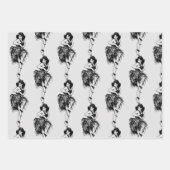 フラオリジナルウォーターカラーミランダB&W ラッピングペーパーシート (正面3)