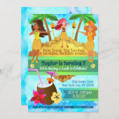 フラオンオーバールア誕生日招待状 招待状 (正面/裏面)