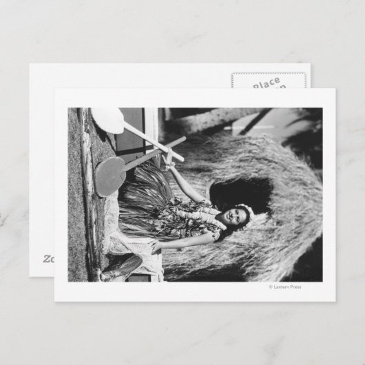 フラガールとアウトリガーカヌーハワイ写真 ポストカード (正面/裏面)